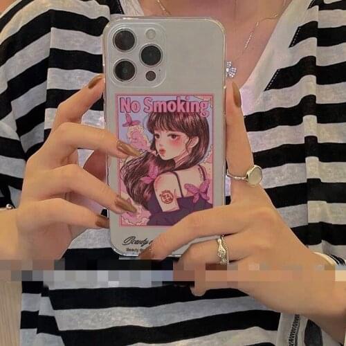 Clear phone case for iphone 11 12 pro trendy label girl mobile phone shell xr xs hot explosion 7 8plus soft transparent cover