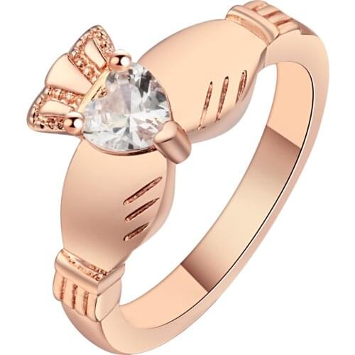 S925 mall Exquisite Crown Shaped Ring Rose Gold Color CZ Rings for Women Fashion Color Aneis De Ouro Zirconia Jewelry