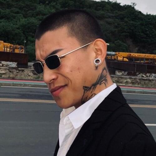 Full Alloy Frame Rectangular Small Frame Sunglasses Black Sun Glasses Men Women Metal Vintage Brand Design 2021 Eyewear UV400