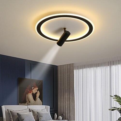 Modern Simple Ceiling Light For Living Room Bedroom Hall Home Decoration Creative LED Surface Mount Panel Lamp Black Plus White