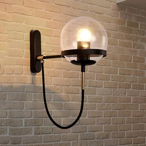 E27 Iron Glass Ball LED Wall Lamp Bedside Aisle Corridor Wall Light Nordic Minimalist Hotel Restaurant Cafe Wall Light