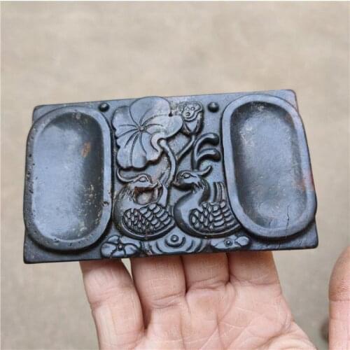 Tibet Hongshan Culture Natural Meteorite Mandarin Duck Inkstone Statuette Mascot Collection Decoration Home Gift Figurines
