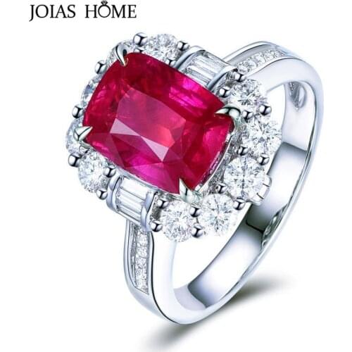 JoiasHome Geometry Silver 925 Jewelry Gemstones Ring for Women Red White Zircon Female Opening adjustable Ring for Party Gifts
