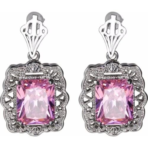 Trendy Luxury Pink Drop Earings Brinco Big Crystal Imitation Womens Jewelry 2020 Wedding Earrings Feminino Orecchini Pendenti