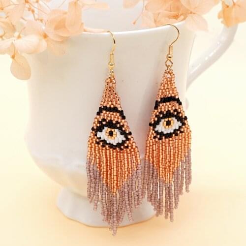 Go2boho Tassel Fringe Earrings Women Collection Turkish Evil Eye Ear Rings Jewelry Bileklik Beaded Earring Jewellery Pendiente