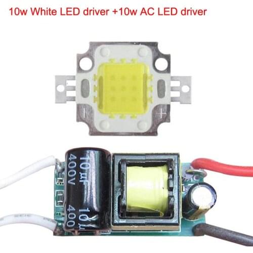 1pcs Panel 10W Natural White 4500K SMD LED Light Chip Part With 10W AC110-220V LED Lighting Transformers10W /DC12-24V LED Driver