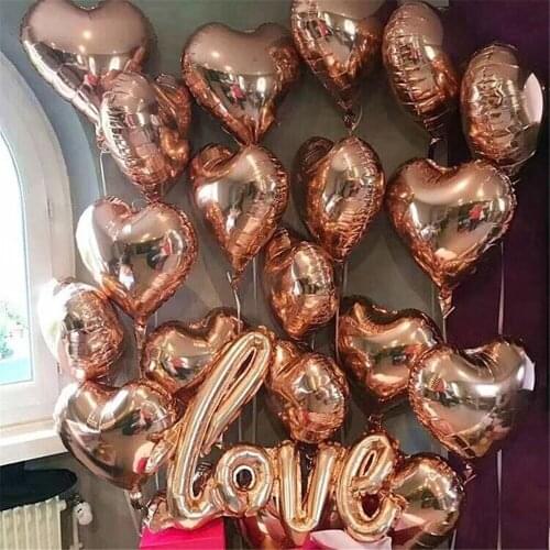 1Pack Rose Gold Ligatures Love Letter Balloon Chrome Red Foil Globos Anniversary Wedding Valentines Birthday Party Decoration