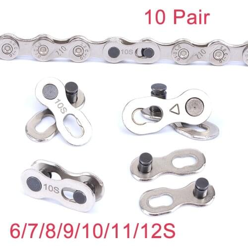 10 Pair Bicycle Chain Link Connector Magic Buttons Cycling Speed Quick Master Links For Mountain Bike 6/7/8/9/10/11/12 Speed