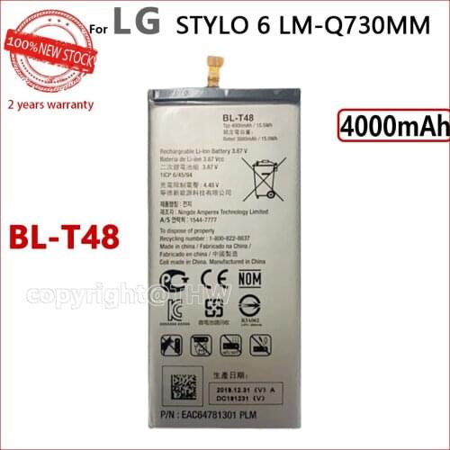 100% Genuine BL-T48 Battery For LG STYLO 6 LM-Q730MM 4000mAh Mobile Phone Original Batteries
