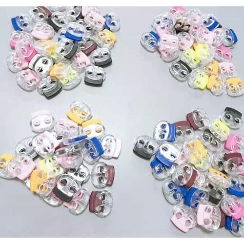 30-100PCS Flat Back Plastic Spring Buttons For Clothing Hat Adjust Decoration Accessories Cord Lock Button Garment Sewing Tools