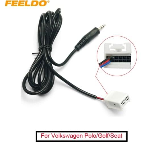 FEELDO 1Pc Car Stereo Audio 3.5mm Male AUX Adapter Cable For Volkswagen Polo/Golf/Seat Ibiza OEM Radio RCD210/310 #AM1673