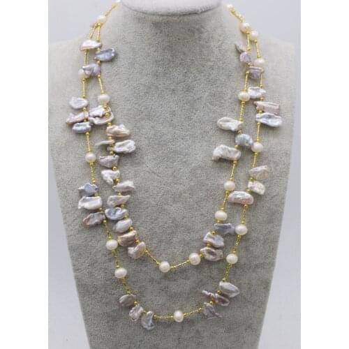 Freshwater pearl whiteround puprle biwa reborn keshi 8-9mm baroque necklace 45inch FPPJ wholesale beads nature