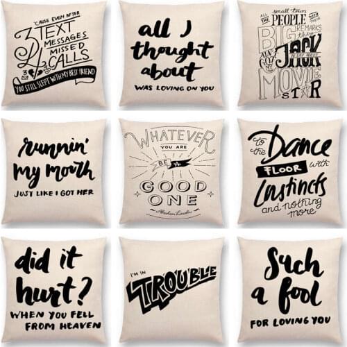 Black And White Decorative Letters Meaningful Saying Warm Words Interesting Short Sentences Cushion Cover Sofa Throw Pillow Case