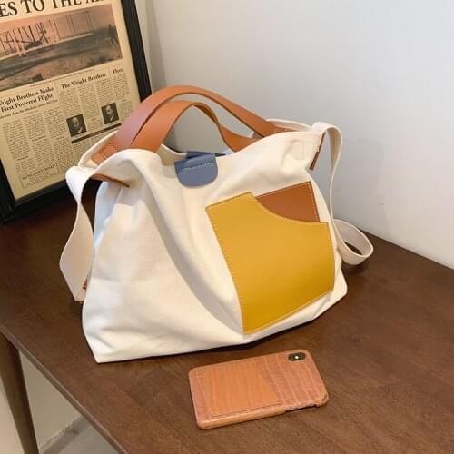 Design Shoulder Crossbody Bags Lady Shopper Bag Big Female Purses 2022 Casual Panelled Canvas Large Capacity Tote Women Handbags