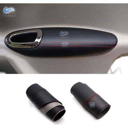 For Peugeot 301 2014 2015 2016 2017 2018 4PCS Interior Microfiber Leather Door Armrest Panel Cover Protection Trim