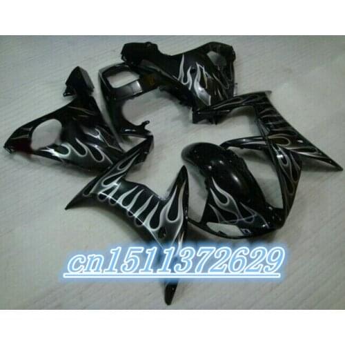 Dor-full black with silver Fairing kit fit for YZF 2003-2005 R6 body kits YZF R6 03 04 05 high grade fairings D