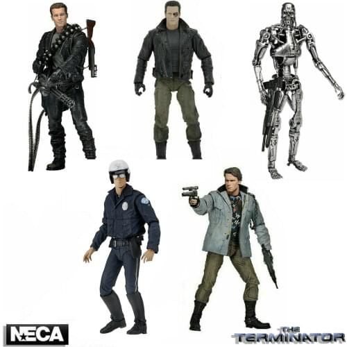 Terminator T-800 Arnold Schwarzenegger Tech Noir / Police Station Assault NECA Action Figure Joint Movable Model Brinquedos Toy