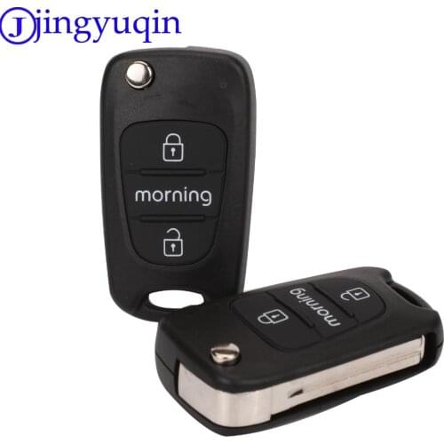 Jingyuqin 3 Buttons Flip Floding Remote Key Shell Fob For Kia Picanto Car Keys Blank Case Cover key shell