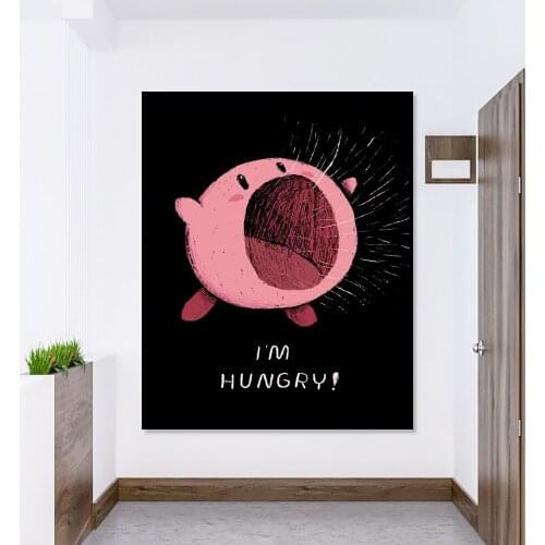 Canvas Paintings Cute Cartoon Wall Art HD Print I'm Hungry Poster Home Decor Minimalist Modular Pictures For Bedroom Framework