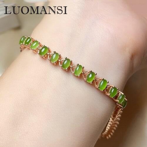 Luomansi Natural Jasper Bracelet Woman Bead Bracelet for 16-19CM Wrist S925 Sterling Silver Jewelry Wholesale
