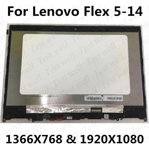 Original For Lenovo ideapad Flex 5-1470 Flex 5-14 80XA 81C9 LCD Touch Screen Digitizer+Bezel Assembly 1366x768 or 1920x1080