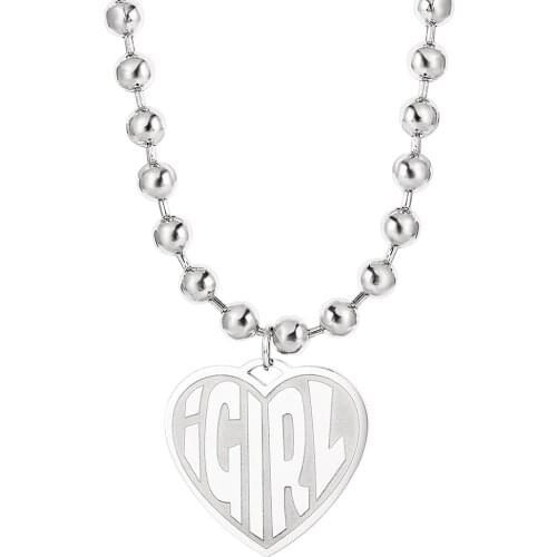 Igirl heart pendant necklace women Stainless Steel IGIRL necklace bead chain choker gothic harajuku streetwear jewelry