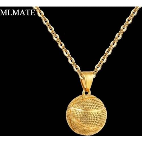 Stainless Steel Basketball Pendant Simple Sport Basketball Charm Necklace Chain Jewelry for Men Boys Gift