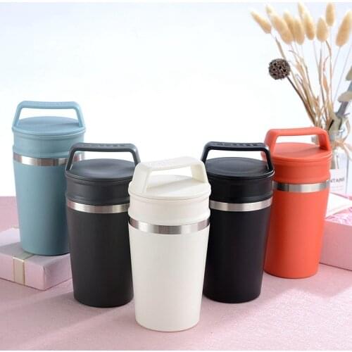 300ml Portable Coffee Cup Stainless Steel Thermos mug Creative Outdoor Sports Double Cover Lovers 304 Gift Water cups Tea mugs