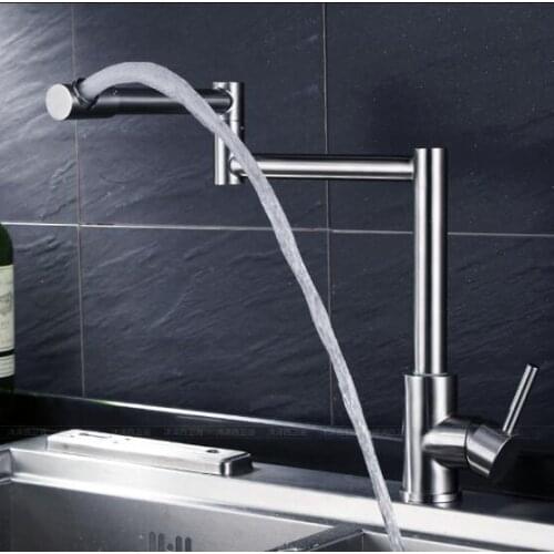 Hot & cold single lever hot and cold foldable kitchen faucet Swivel Brushed Nickel Kitchen mixer Water tap sink faucet