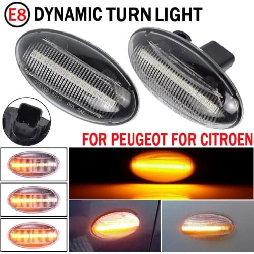 For Peugeot 307 206 407 107 607 1007 Citroen C1 C2 C3 C5 LED Dynamic Turn Signal Light Flowing Water Side Marker Indicator Light