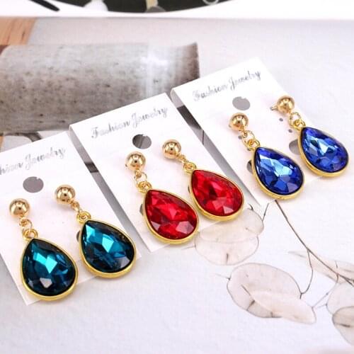Korean Fashion New Earrings for Women 6 Colors Water Drop Crystal Earrings Trendy Earrings Dangle Jewelry M5