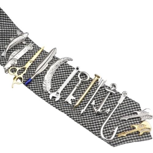 1 Piece Chrome Stainless Key Scissors Arrow Beard Gold Metal Tie Clip for Men Necktie Clips Pin For Mens Gift NO.1-24