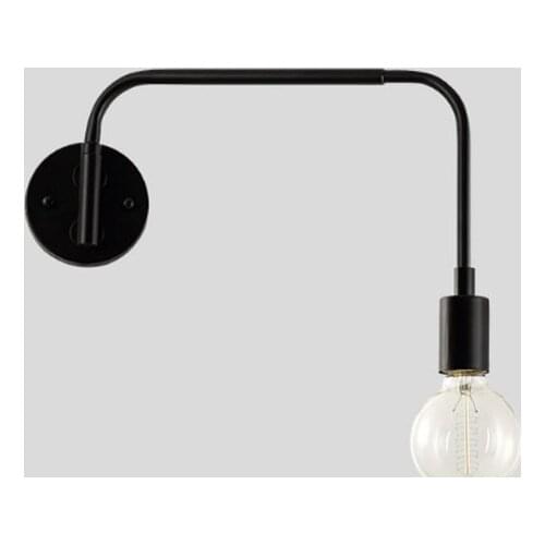 Brief Swing Arm Black / White Short Arm Iron Wall Lamp Wrought Iron Wall Sconce with Edison Bulb Bedroom Corridor Bedside Lamp