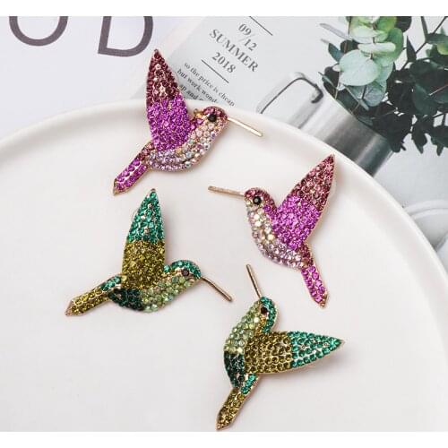 Wholesale JUJIA Fashion Rhinestone Birds Earrings For Women Girls Crystal Earring Vintage Wedding Statement Jewelry Brincos