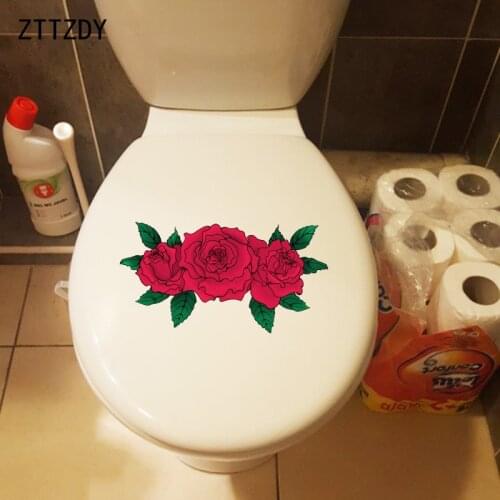 ZTTZDY 20.2*10.7CM Hand Painted Rose Bathroom WC Toilet Seat Stickers Fashion Wall Decals T2-0151