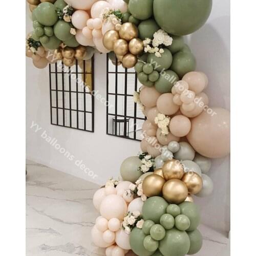 117pcs Party Balloons Garland Arch Retro Green Balloon Garland Wedding Baby Shower Birthday Engagement Globals Decor Supplies