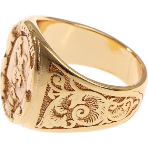 18K Gold Plated Double Head Eagle Seal Ring Mens Punk Band Cool Party Jewelry