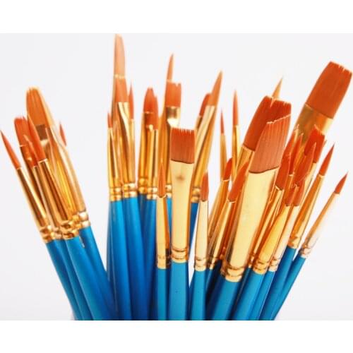 50Pcs Detail Paint Brush Set Watercolor Oil Paint Brush Set Professional Synthetic Short Handle Brush Art Brush Supplies