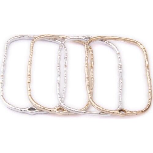 New 50pcs 26*39MM Bright Silver Gold Tone Plated Enamel Alloy Jewelry Charms DIY Bracelet Necklace Keyring Rectangle Pendants