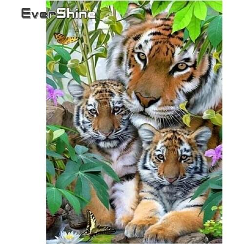 Evershine Diamond Embroidery Cartoon Tiger 5d Diamond Painting Full Square Cross Stitch Animals Diamond Mosaic Full Beadwork