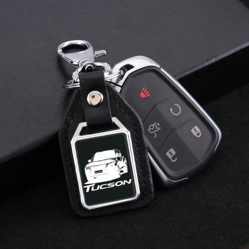 For Hyundai Tucson 2015 2016 2021 2019 2018 2017 car Accessories Creative mirror engraving leather metal keychain keyring