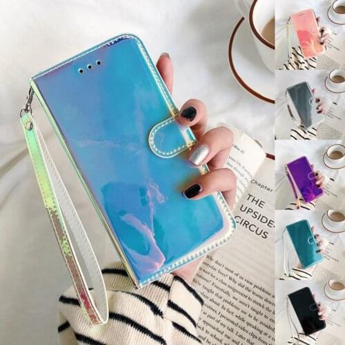 Wallet 3D Mirror Leather Flip Case For LG Stylo 7 5G Stand Holder Magnetic Card Slot Gradient Bright Laser Strap Phone Cover