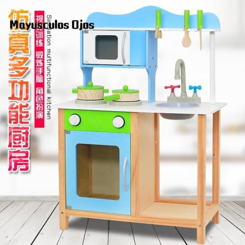 Wooden Kitchen Set Stove Toy House Play Childrens Cooking Large Kitchen Disassembly Gas Stove Toy