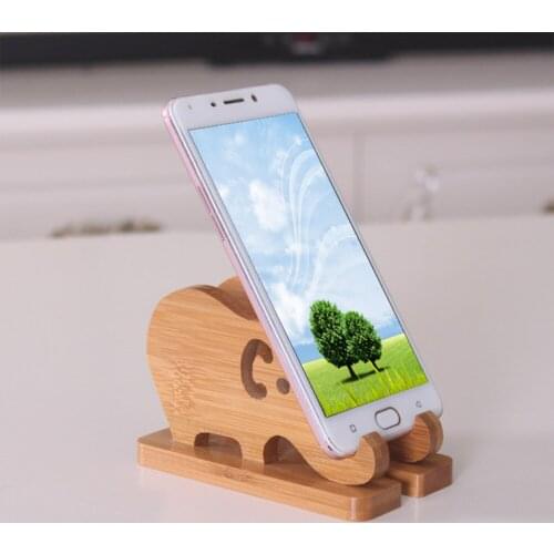 Elephant Phyllostachys Pubescens Phone Holder Support Portable Desktop Phone Bamboo Stand Dock for Home Decoration