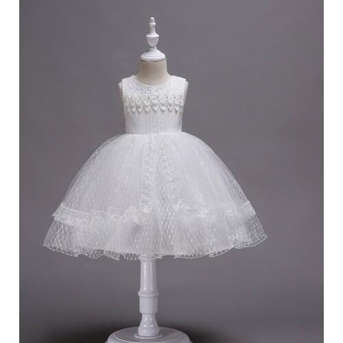 Small and medium-sized childrens solid color princess dress summer sleeveless girl tutu skirt childrens show evening dress