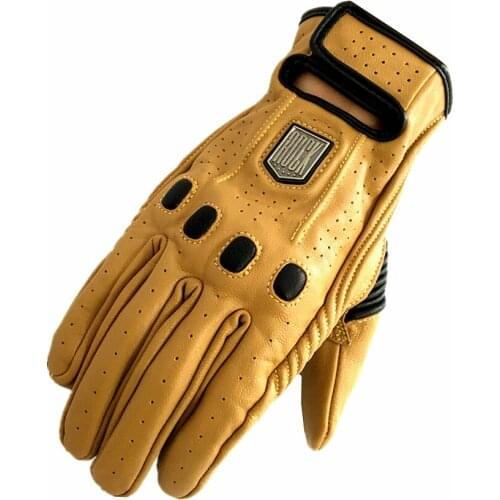 Prep Leather Motorcycle Racing Gloves Retro Motorcycle Gloves Street Men Riding Guantes Motocross Luva Brown M-XXL