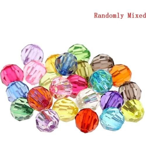 DoreenBeads 150PCs At Random Acrylic Faceted Round Spacer Beads 6mm(2/8") Dia. new