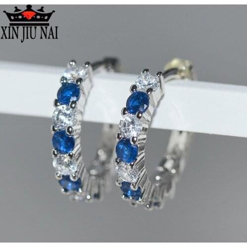 2019 New Fashion Sapphire White Crystal Charm Ear Nails Sexy Star Carry Accessories Party Gift CZ Elegant temperament Earrings