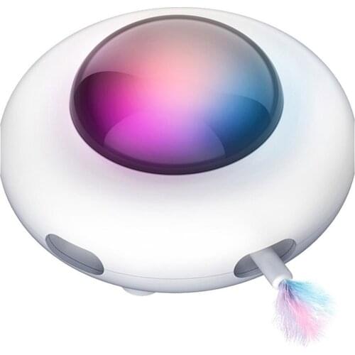 Electric Cat Toy Smart Teaser Auto Steering Cat Teaser Clean Cat Hair USB Charging Cat Teaser Replaceable Feather