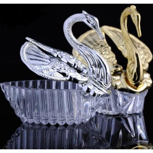 European Styles Acrylic Silver Swan Sweet Candy Box Wedding Gift Jewelry Boxes Wedding Favors Holders LX3641
